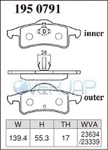 P1950791 DIXCEL プレミアム ブレーキパッド リヤ用 CHRYSLER/JEEP(クライスラー/ジープ) GRAND CHEROKEE WJ40/WJ47 1999～2005 4.0/4.7_画像2