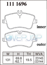 Z1111696 DIXCEL Zタイプ ブレーキパッド フロント用 MERCEDESBENZ(メルセデスベンツ) W203(WAGON) 203235 2001/6～2002/7 C180_画像2