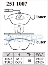 Z2511007 DIXCEL Zタイプ ブレーキパッド フロント用 ALFAROMEO(アルファロメオ) 156 SPORT WAGON 932BW 2002/9～ 2.5 V6 Q-SYSTEM_画像2