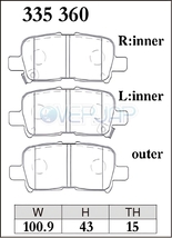 EC335360 DIXCEL EC ブレーキパッド リヤ用 ホンダ ラグレイト RL1 1999/5～ 3500 車台No.1300001～_画像2