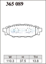 M365089 DIXCEL Mタイプ ブレーキパッド リヤ用 スバル レガシィツーリングワゴン BP5 2005/8～2006/4 2000 2.0GT Limited(C型) 16inch_画像2