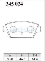 M345024 DIXCEL Mタイプ ブレーキパッド リヤ用 三菱 ミラージュ C53A/C63A 1987/9～89/6 1600_画像2