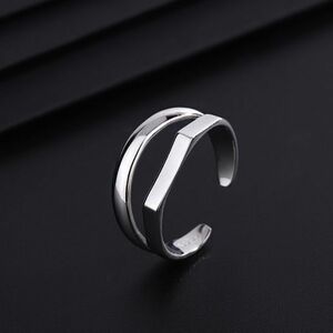 純銀 ダブルリング 指輪 シルバー S999 フリーサイズ サイズ調節可能 銀