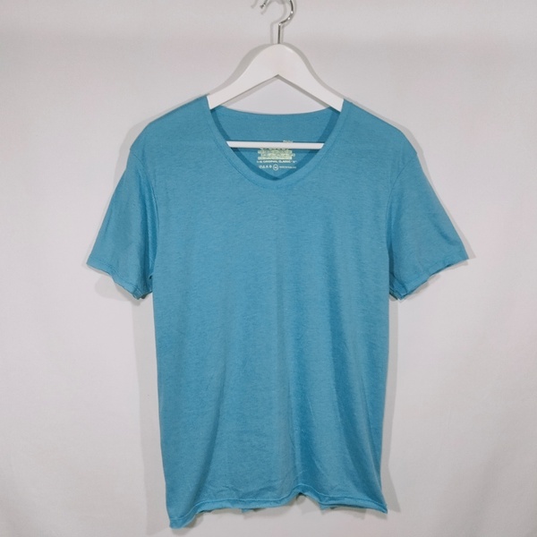 オーキー Ouky Tシャツ カットソー 無地 シンプル カットオフ 半袖 M ライトブルー メンズ /BN