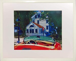 【模写】 新品 鈴木英人 新緑に佇む 風景画 現代アート 額装付き 壁掛け 絵画 インテリア 絵 53x43cm オフセット