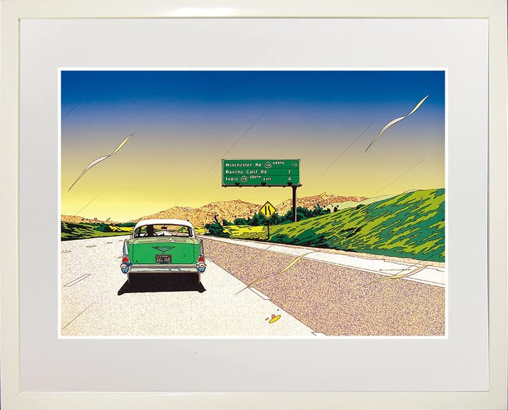 [Reproduction] New Hideto Suzuki American Car American Car California Modern Art Framed Wall Hanging Framed Painting Interior Picture 53x43cm Offset, Artwork, Painting, others