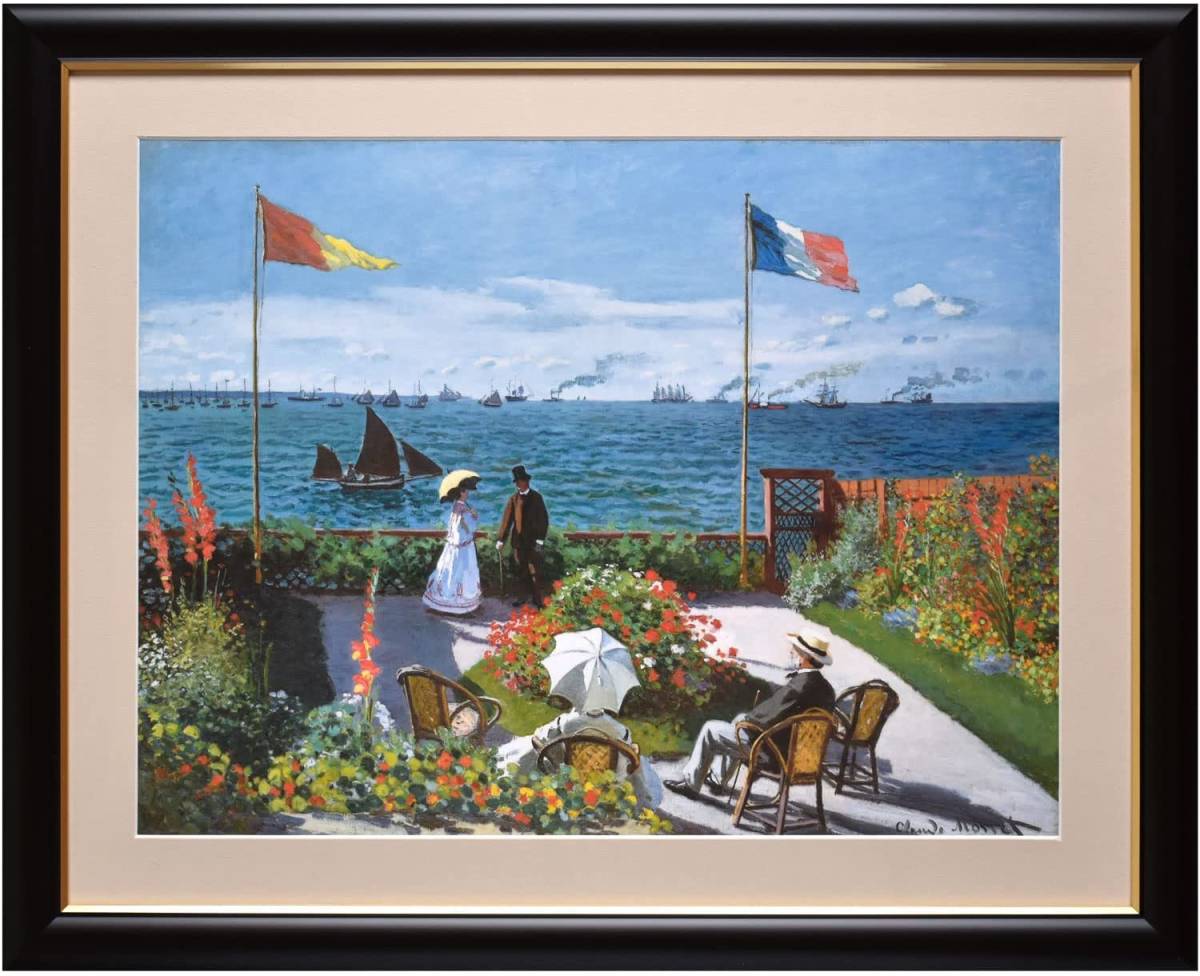 [Reproduktion] Gemälde Terrasse von Saint-Adresse Terrasse von Saint-Adresse Claude Monet Gerahmt Claude Monet Neues Wandbehang-Meisterwerk 52 x 42 cm, Kunstwerk, Malerei, Andere