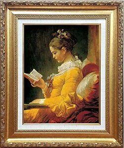 Art hand Auction [Reproduction] Difficile de trouver une collection de chefs-d'œuvre du monde Fragonard Girl Reading a Book Portrait Luxury Interior Luxury Framed Painting Masterpiece Art Picture Art New, Ouvrages d'art, Peinture, autres