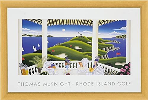 [Reproduktion] Neues gerahmtes Gemälde von Thomas McKnight, Golfbild, Kunstposter, Wandbehang, gerahmt, Rhode Island Golf, ca. 50 x 30 cm, Nach Sport, Golf, Andere