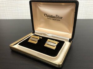 ■【YS-1】 クリスチャン・ディオール Christian Dior ■ スクエア カフス ■ ゴールド系 × シルバー系 【同梱可能商品】K■