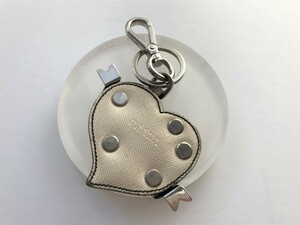 #[YS-1] Prada PRADA # key holder key ring heart motif # silver group × white group total length 3.3cm [ Tokyo departure personal delivery possibility ]D