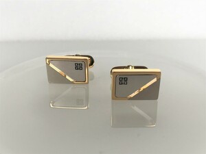 ■【YS-1】 美品 ■ ジバンシイ GIVENCHY ■ カフス ■ ゴールド系 × シルバー系 縦1.1cm 横1.6cm 【東京発 手渡し可能】■D