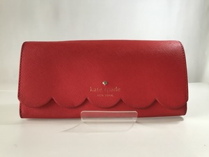 ■【YS-1】 ２つ折り 長財布 ■ ケイトスペード Kate spade ■ レッド系 赤系 ■ 縦9.5cm 横20cm 厚さ2cm 【東京発 手渡し可能】■D