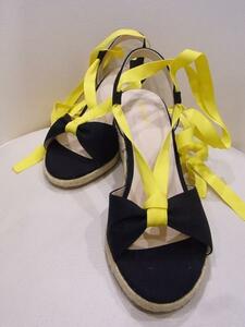 [YS-1] unused # Heather sandals # black × yellow 23,5cm Heather#K