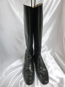 #[YS-1] Ginza yo shino ya# lady's leather long boots size 21cm# black height 38.5? tube around 31? stamp have #[ Tokyo departure personal delivery possibility ]#J