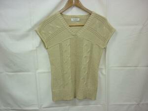 [YS-1]# Michel Klein a.v.v MICHEL KLEIN PARIS lady's knitted shirt beige color series cotton 35%| acrylic fiber 35%| rayon 30%