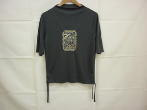 【YS-1】■ナイガイ KAZAMIDORI by NAIGAI　レディース　半袖Tシャツ　グレー色系　サイズ：M　レーヨン75％・ポリエステル25％　日本製