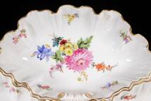 。◆錵◆2 百貨店購入 Meissen マイセン 薔薇シェルディッシュ 33cm アンティーク [O56]SS/22.5廻/IT/(140)_画像3