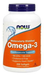 【 EPA 180mg / DHA 120mg 】 NOW社 オメガ3 200錠 : 魚油 omega-3 フィッシュオイル