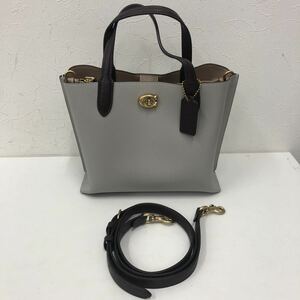 coach コーチ ハンドバック レザー GRY グレー 無地 ウィロトート C9092