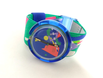 【 稼働中 】 スウォッチ 腕時計 POP SWATCH AG1991 Pole Vault Quartz Watch 棒高跳び_画像1