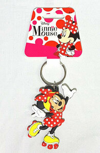 Disney (ディズニー ) Minnie Mouse (ミニーマウス) Roller Blading キーリング ラバータイプ キーホルダー