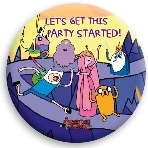 Adventure Time ( приключения время ) LET'S GET PARTY STARTED BUTTON жестяная банка значок ( булавка модель )*