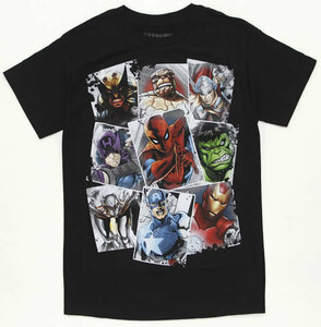 Marvel Comics (マーベル・コミック) アメリカン・コミック (アメコミ) ヒーロー 半袖Tシャツ 黒 メンズ Sサイズ