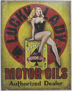 Lucky Lady Motor Oil ★ Tin Signs（ブリキ看板）【並行輸入品】