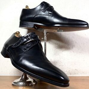 【数回履き程度/送料無料】SPAIN製 MAGNANNI/マグナーニ 型押クロコダイル シングルモンク ストラップ 41 26cm相応/santoni ブランキーニ
