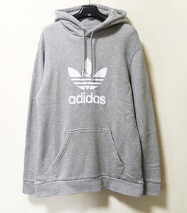 ●美品 adidas アディダス パーカー プルオーバー トレフォイル GRY サイズL