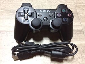 ★動作良品即決★分解清掃済み★PS3 SONY純正品 コントローラー デュアルショック3 USBケーブル付き