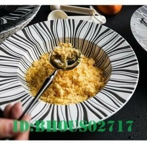 bc024:上質 モダンプレート☆深皿 パスタ皿 スープ皿 ボウル サラダボウル シマウマ ゼブラ おしゃれ 深い シンプル