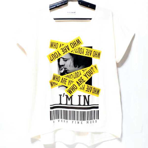 特価/未使用/フォトプリント/レディス/フレンチ袖/Tシャツ/サイズ=M/胸囲=79~87cm/ivory