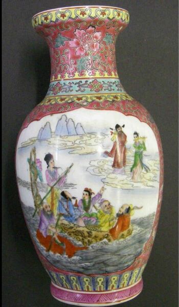 A011 花瓶　中国骨董　潮楽　花器　在銘　
