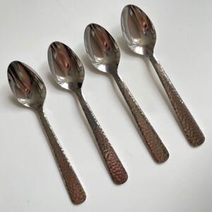 SALE made in TSUBAME 燕三条 槌目 デザートスプーン スプーン 4本 ティースプーン