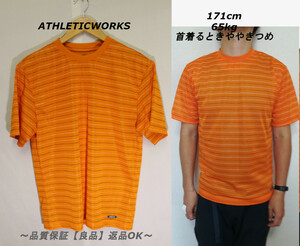 【メンズ】【良品保証返品OK】ATHLETICWORKSボーダーTシャツ/速乾スポーツオレンジM