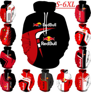 REDBULL 3D Red Bull racing Parker motorcycle sport graphic with a hood . sweatshirt with pocket 