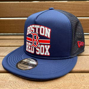 海外限定 NEWERA ニューエラ 9Fifty ロゴトラッカー スナップバックキャップ LogoTrucker メッシュ MLB レッドソックス REDSOX 米国正規品