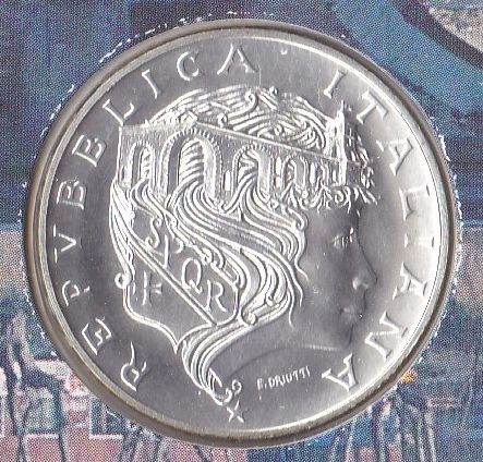 ☆イタリア ミルヴィオ橋2100周年記念 500リラ銀貨 1991年発行☆#1798-