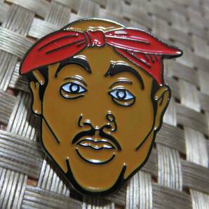 赤茶 金属◆新品 TUPAC SHAKUR 2PAC ROUND HIP-HOP RAP FACE 2パック ピンバッジ バッチ  激シブ■黒人 ラップ ヒッポホップ 音楽の画像1