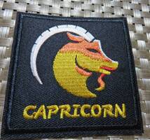 山羊　黒CP　星座　正方形◆新品カプリコーンCapricorn　 山羊座 　やぎ座　刺繍ワッペン◆激シブ　バイク　ロック■ミリタリー・サバゲー_画像3