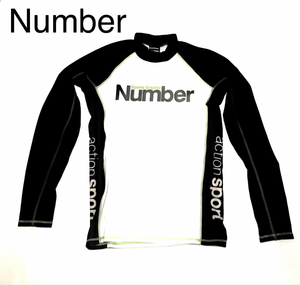 [ новый товар ]Nnmbr, длинный, Rush Guard, спорт одежда, чёрный X белый,L размер 