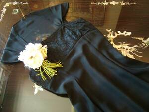 13号 ケープ風 フォーマル ワンピース ドレス 黒 ブラック シフォン 結婚式 パーティー 大きいサイズ