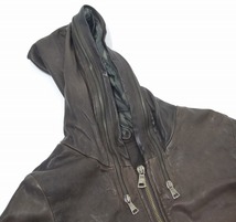 GIORGIO BRATO ジョルジオ ブラット ZIP HOOD BLOUSON -5657- フードレザーブルゾン 48 BROWN LEATHER JACKET ジャケット PARKA パーカー_画像3