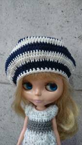  Blythe * out Fit * hat *1 point (*^_^*) beret * marine * blue mix