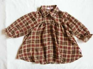 *BeBe NOU Bebe nou* 90cm check pattern long sleeve blouse 