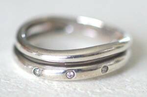  silver 925 made diamond manner stone 3 stone attaching simple 2 ream manner ring 