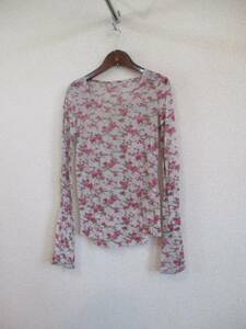RNA pink floral print 7 minute sleeve cut and sewn (USED)42317②