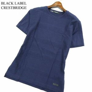BLACK LABEL CRESTBRIDGE ブラックレーベル クレストブリッジ ジャガード柄 半袖 カットソー Tシャツ Sz.M　メンズ ネイビー　A2T05835_5#D